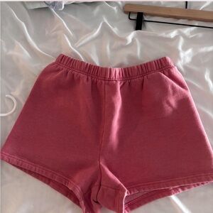 Aritzia TNA cozy shorts in light pink/salmon #aritzia #tna